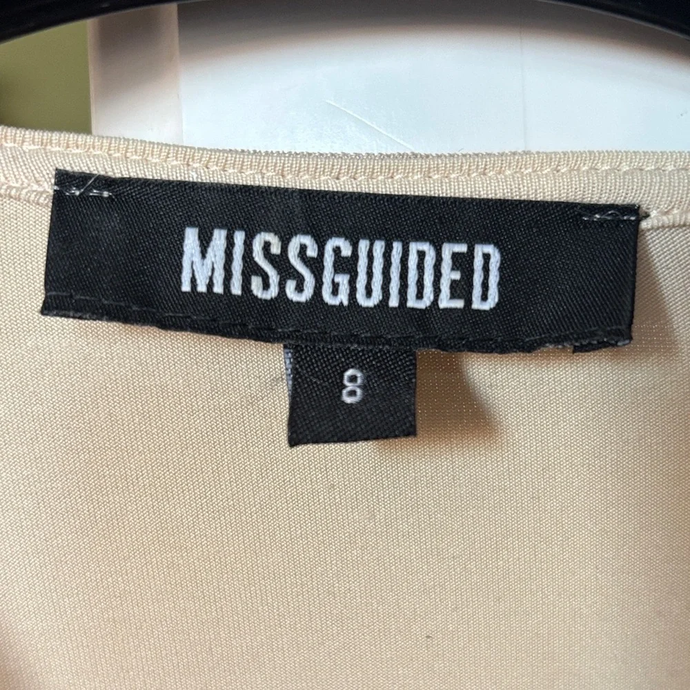 Missguided Beige and Burgundy Long Sleeve Dress - Picture 2 of 7